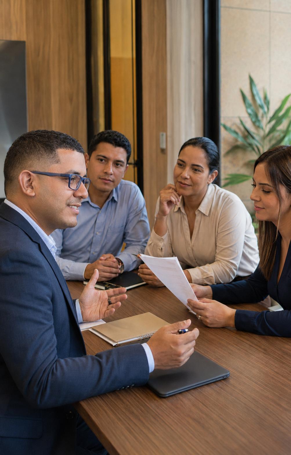 Asesor de Mint Group reunido con clientes
